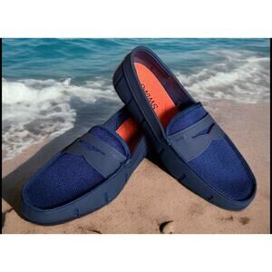 SWIMS Classic Navy Blue Slip On Beach Life Moccasins Shoes Mens 9.5 Fast Ship